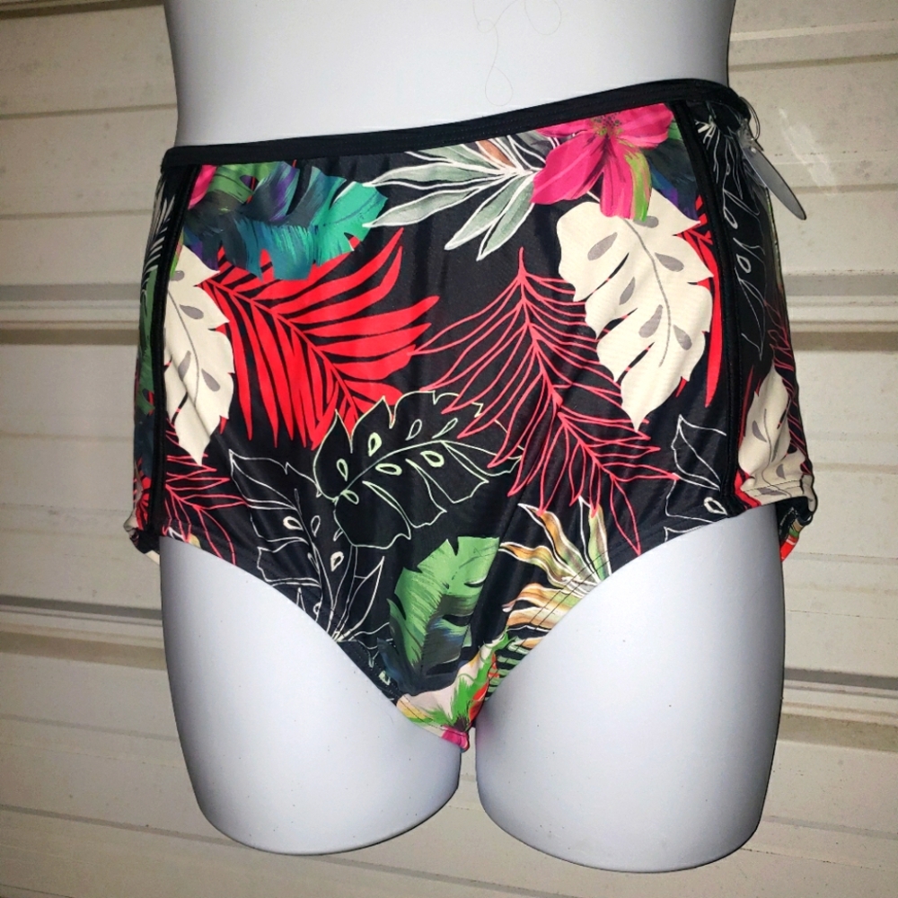 Plus Size 20 2x New Tropical Swimsuit Swim Bottoms Colorful High Waist